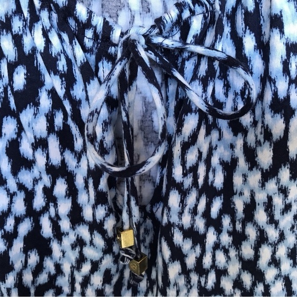 Michael Kors Tank Top SzS Embellished Drawstring Neck Blue/White Cotton/Modal - Picture 3 of 8